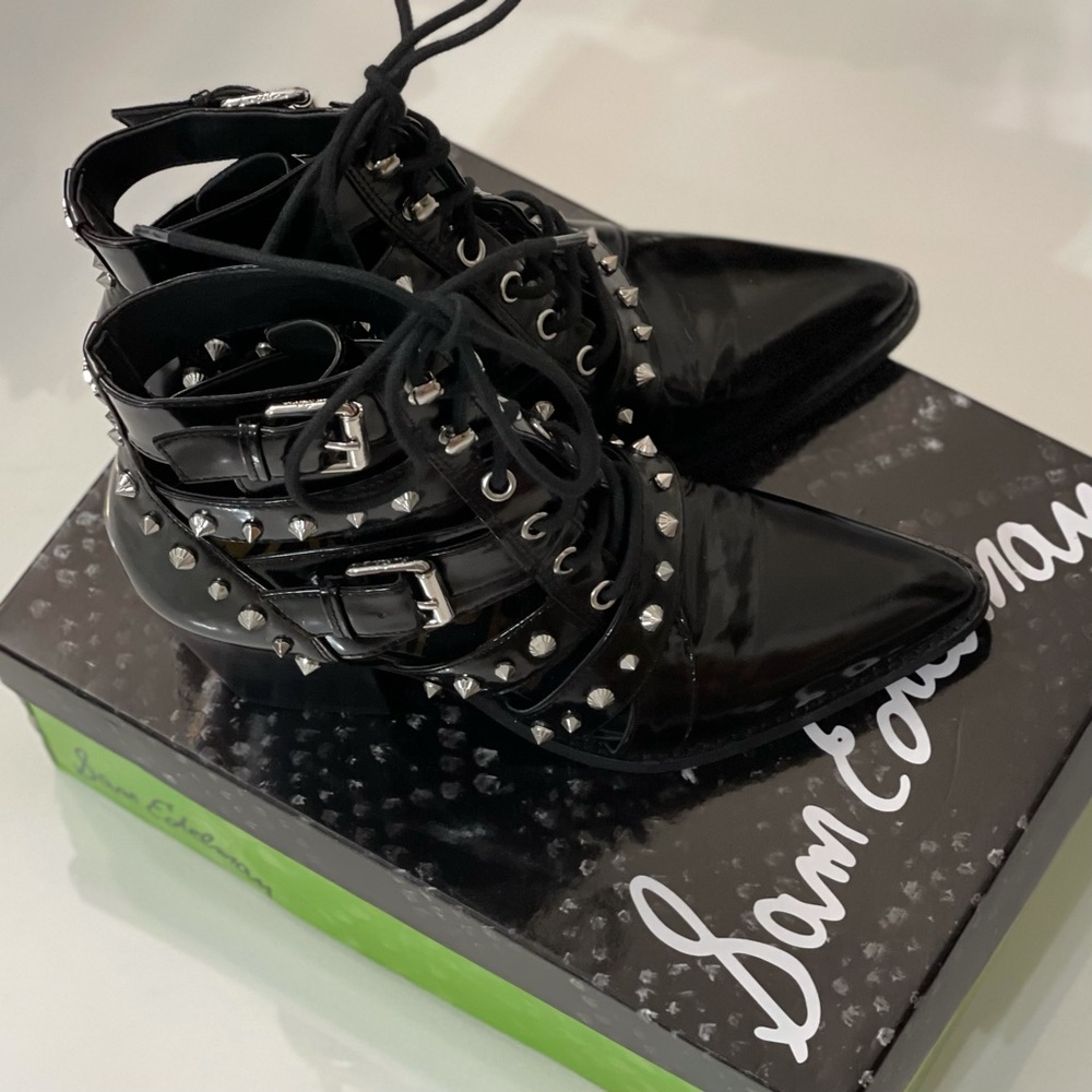 Sam Edelman black patent bootie with studs - Picture 7 of 16